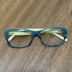 Vintage BREIL Eyeglass, Frames Only, Teal Blue & Cream Acetate 55-17-135